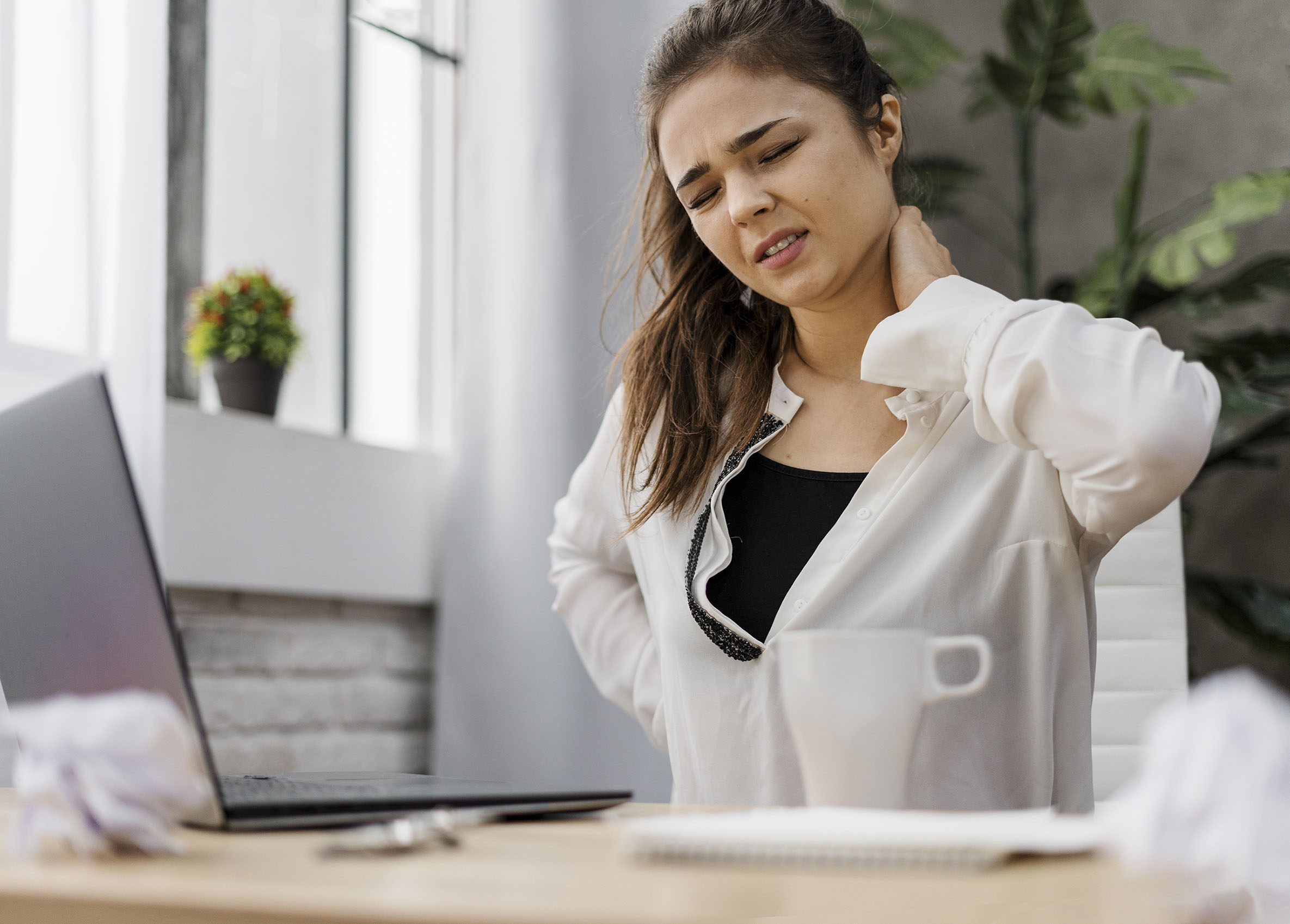 JoAnna Brandy – Return On Happiness – Are you ignoring your bodys whispers – woman-having-neckache-while-working-home 2 JoAnna Brandy - Return On Happiness - Are you ignoring your bodys whispers - woman-having-neckache-while-working-home 2